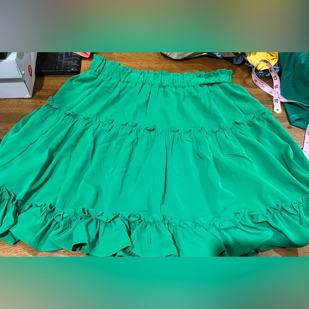 Umgee Emerald Green Ruffle-Trim Skirt
